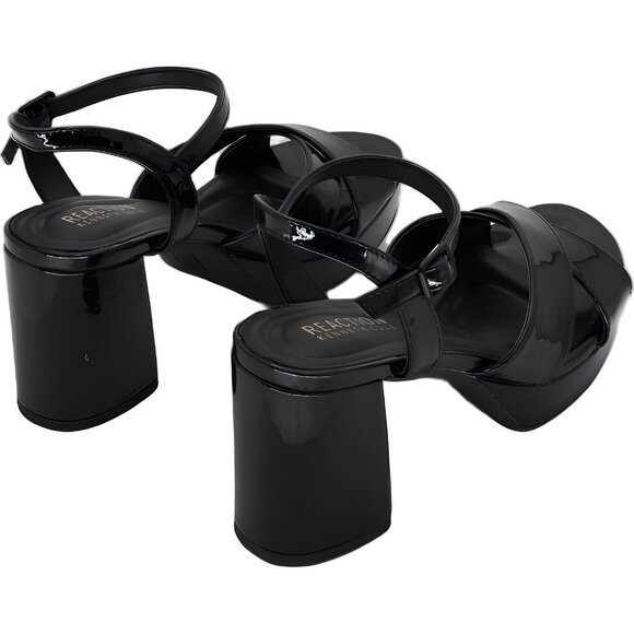 Kenneth Cole Reaction Reeva Black Patent Platform Heeled Sandals US 6.5M EU 37 - Picture 3 of 6